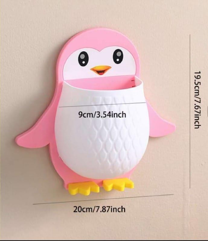 Multi-Color Penguin Storage Box, Adhesive Remote Case, Electric Toothbrushes Holder, Universal Controller Holder, Wall Nightstand, Office Plastic Wall Mount