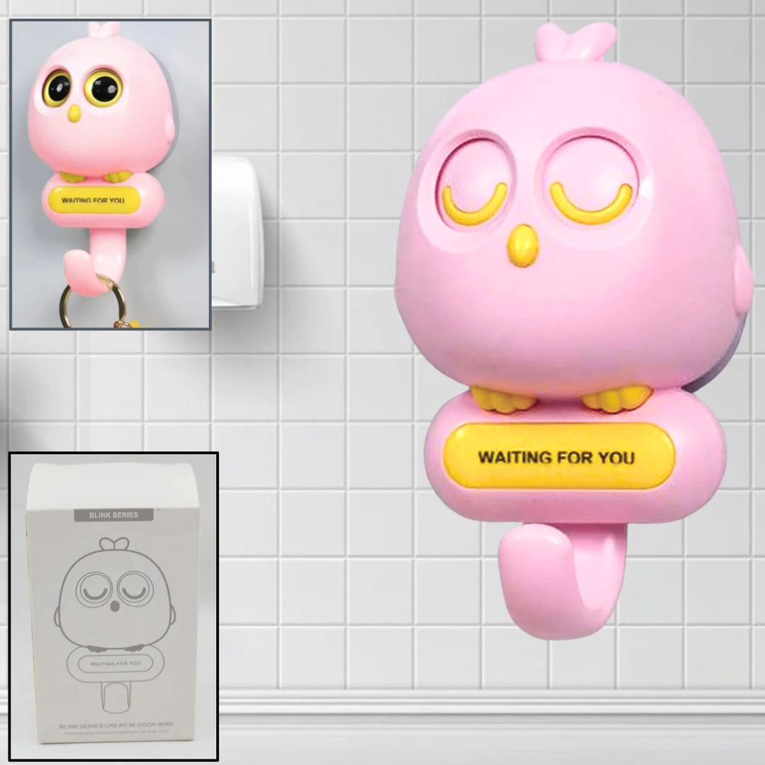 Cute Owl Wall Hook | Automatic Blinking Eyes | Self-Adhesive & Multi-Purpose Organizer